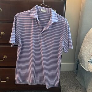 Peter Millar Purple and White Striped Polo Shirt